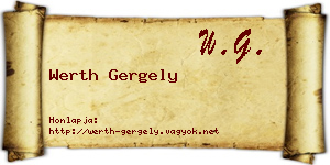 Werth Gergely névjegykártya